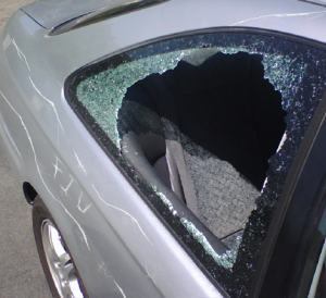 An officially vandalized car parked at FIU