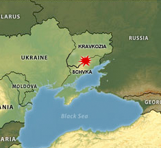 Map showing Kravkozia and Schvka